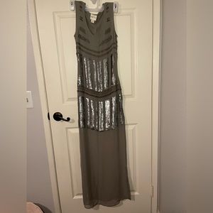 Reiss Crystal Gray Bead and Sequin Dress, sz 0